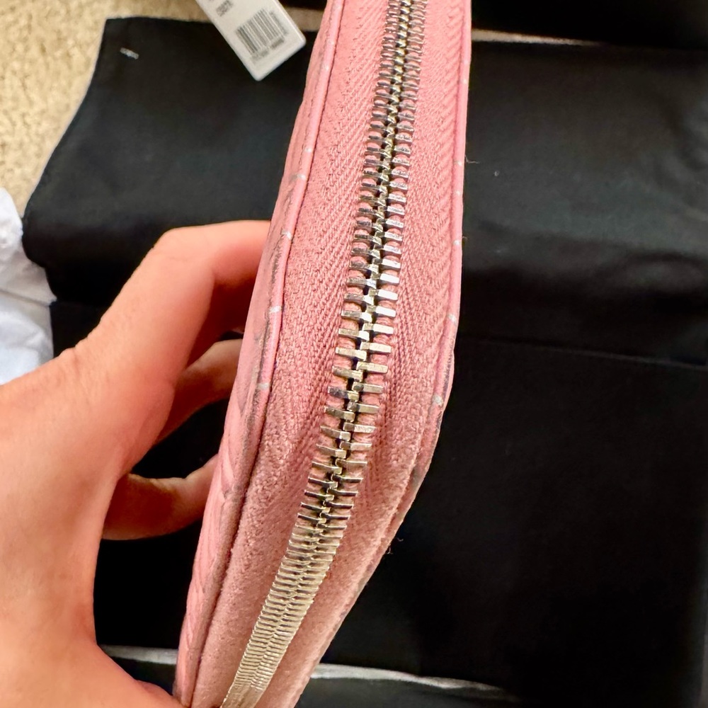 CHANEL Special Edition Pink Camellia Flower Lambskin Zip Around Wallet - Picture 7 of 9